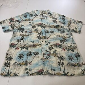 Batek Bay Mens 3XL Tropical Hawaiian‎ Button Up Shirt Palm Trees Cars chic BOHOO